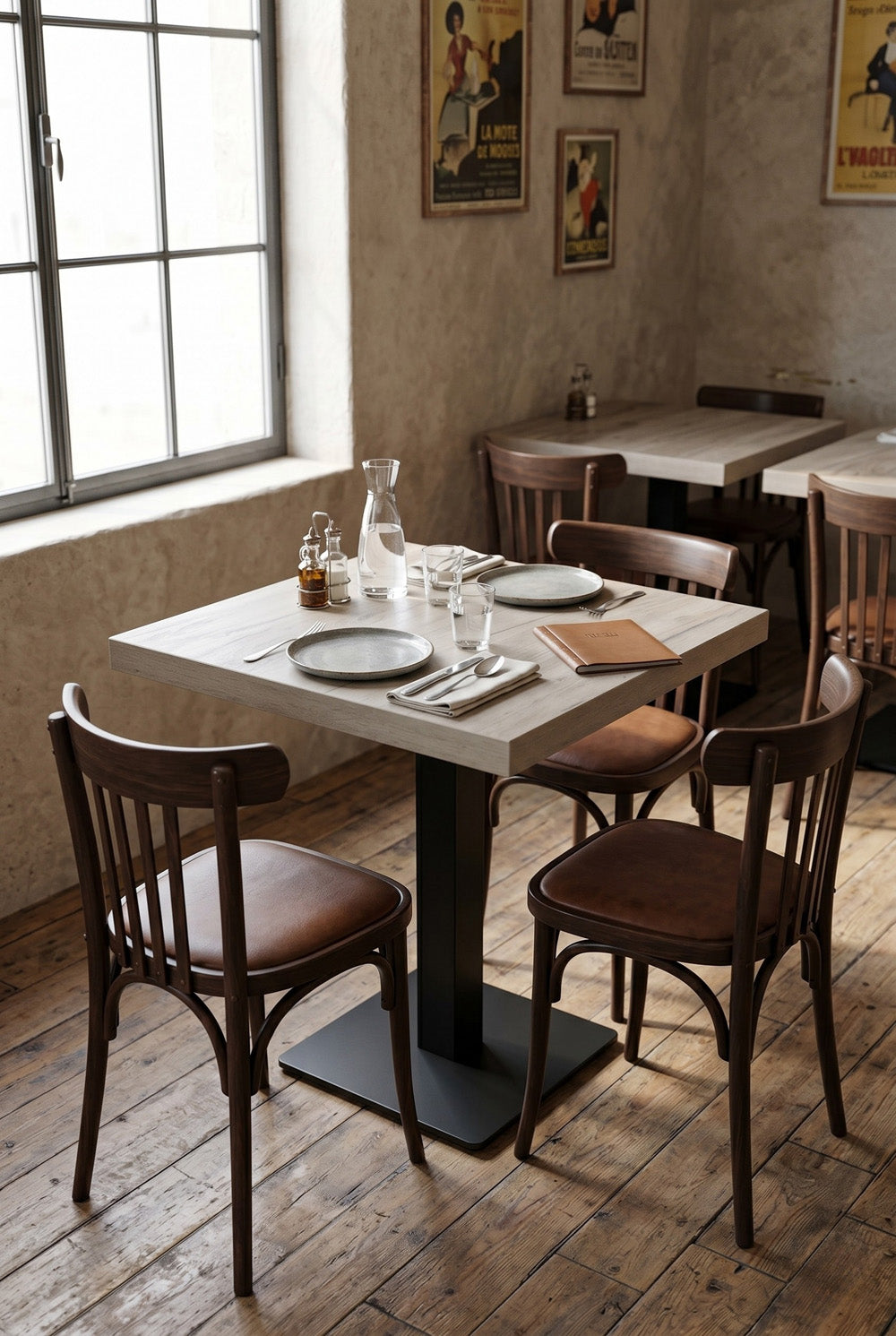 Delfin Bistrotafel - Greige Houtlook - 70 x 70 cm