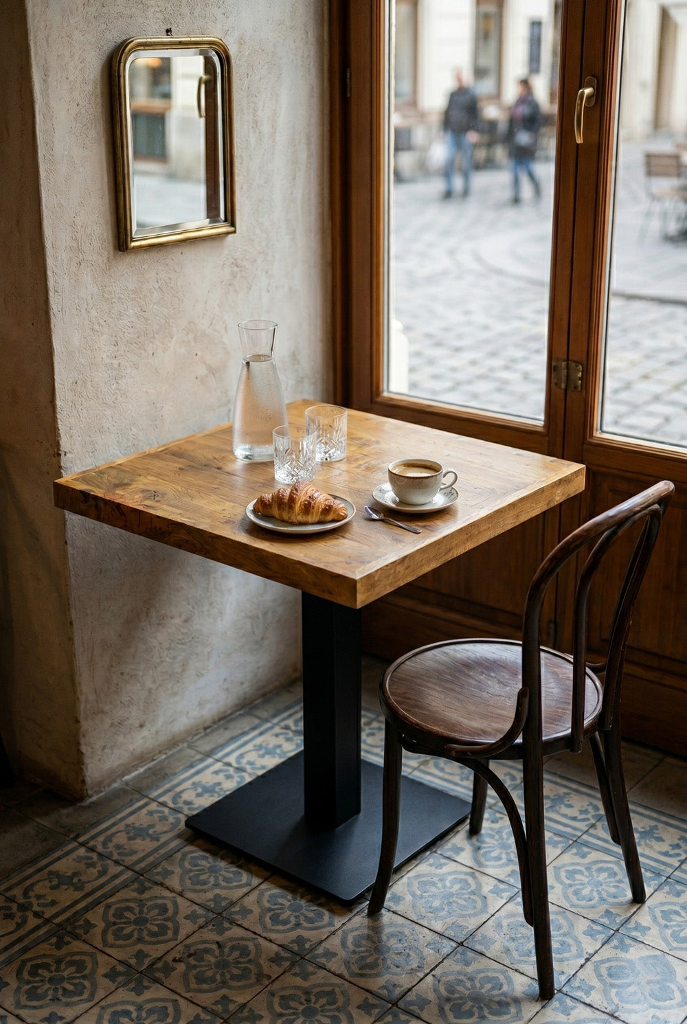 Dolphin horecatafel - mangohoutlook - 70 x 70 cm