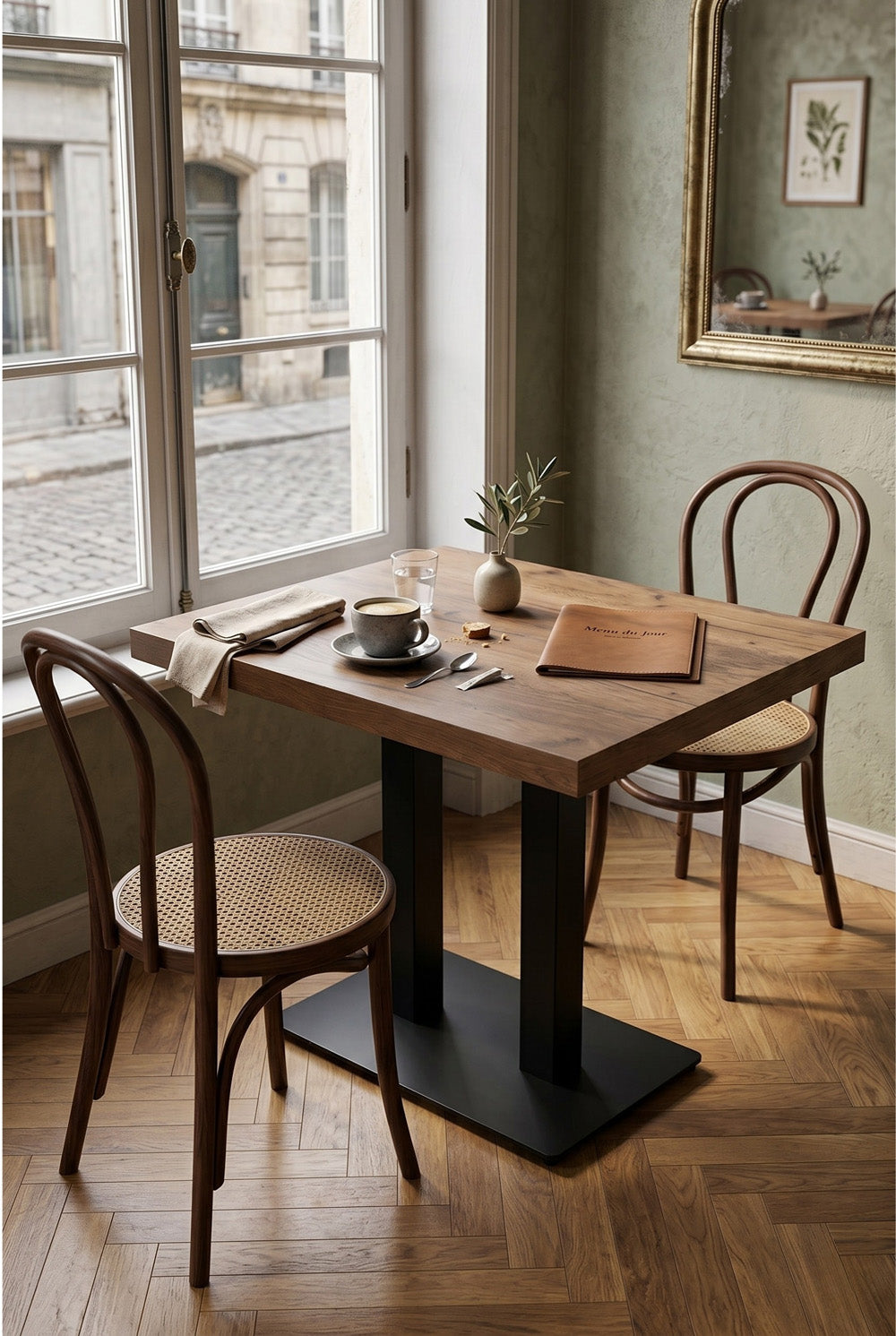 Dolphin horecatafel - Middenbruin houtdecor - 70 x 120 cm
