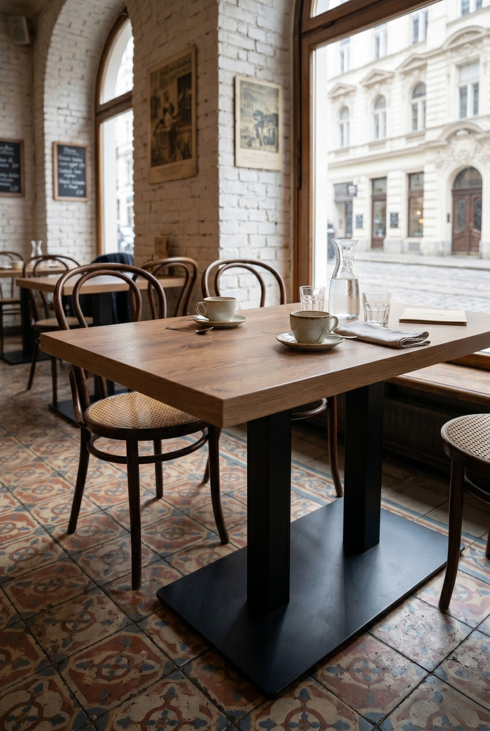 Dolphin horecatafel - Middenbruin houtdecor - 70 x 120 cm