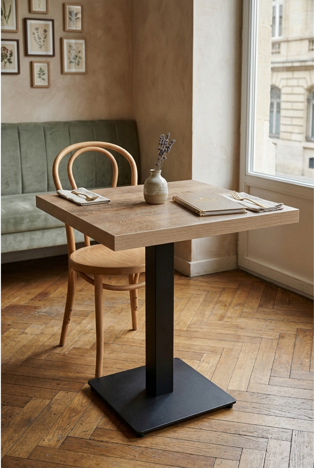 Delfin Bistrotafel - Rustiekbruin Houtlook - 70 x 70 cm