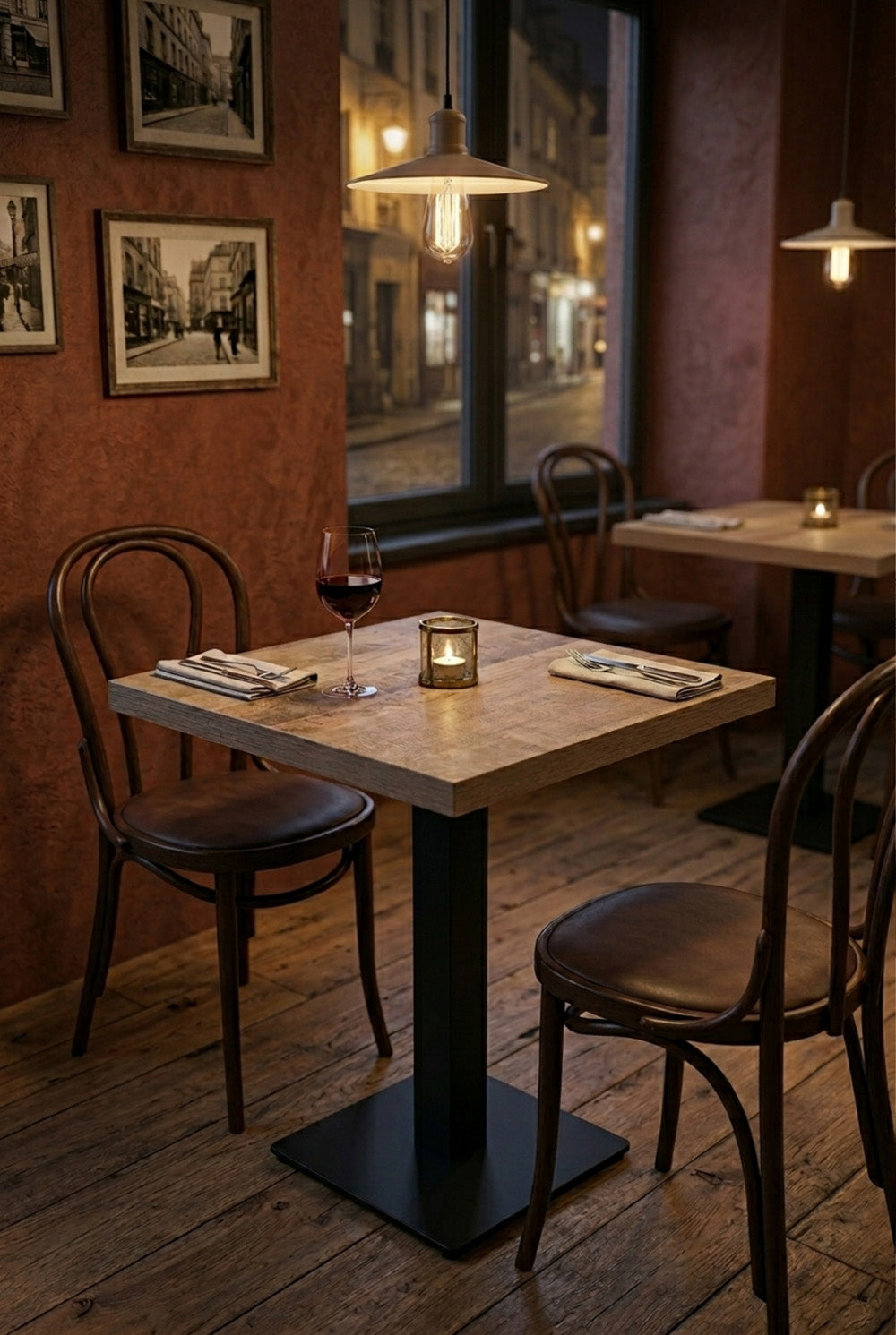 Delfin Bistrotafel - Rustiekbruin Houtlook - 70 x 70 cm