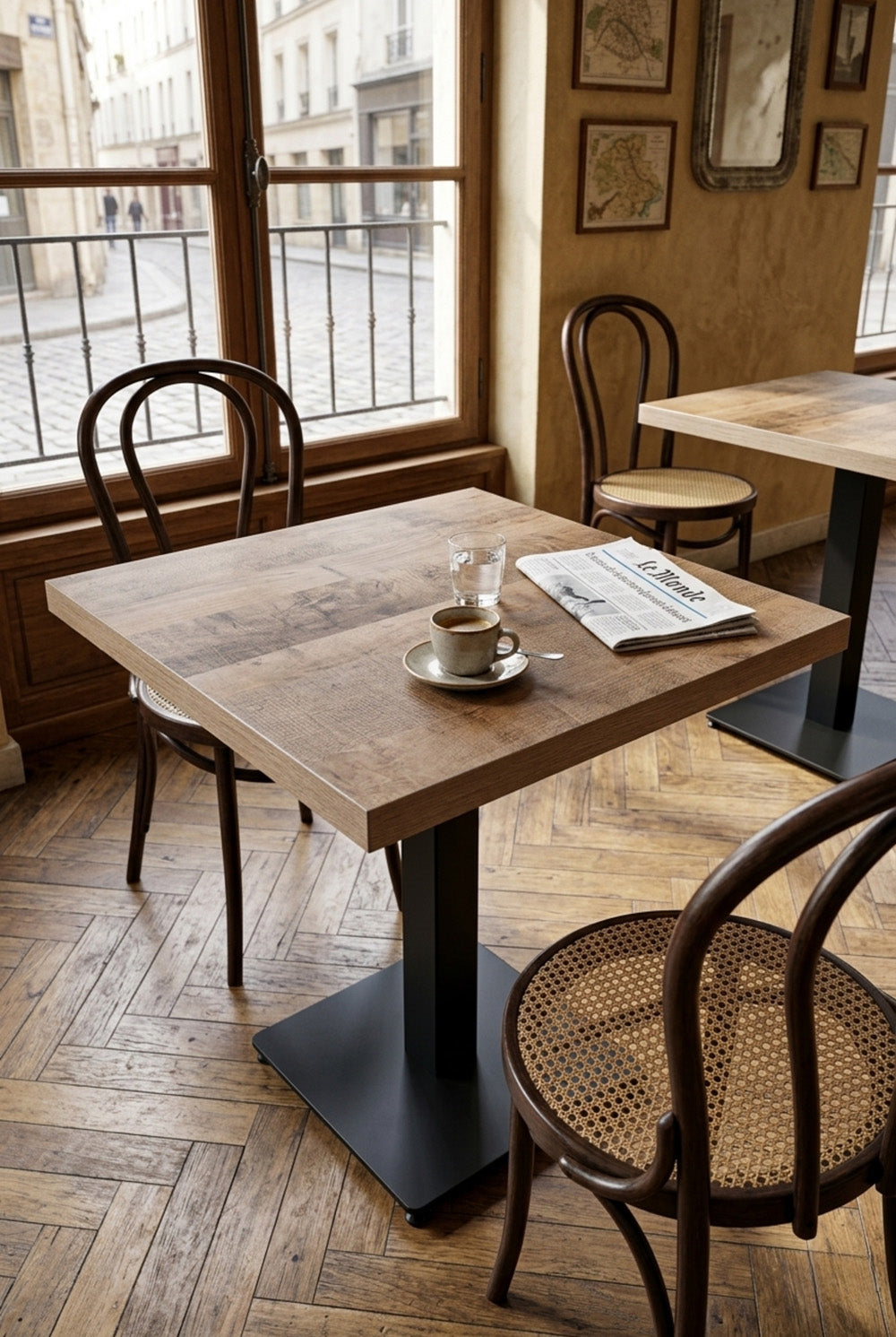 Delfin Bistrotafel - Rustiekbruin Houtlook - 70 x 70 cm