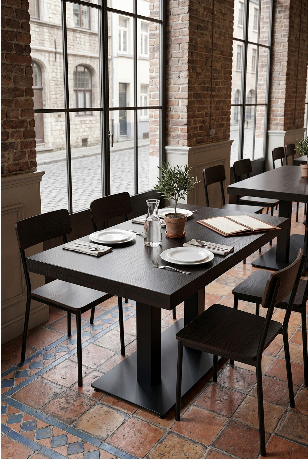 Dolfijn Gastrotafel - Zwart Houtlook - 70 x 120 cm