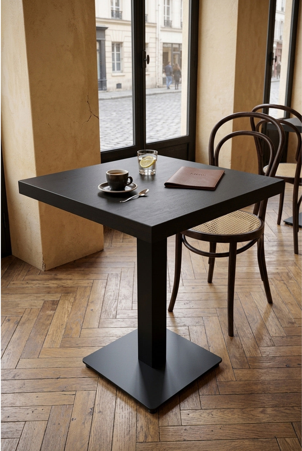 Dolphin horecatafel - Zwart houtlook - 70 x 70 cm
