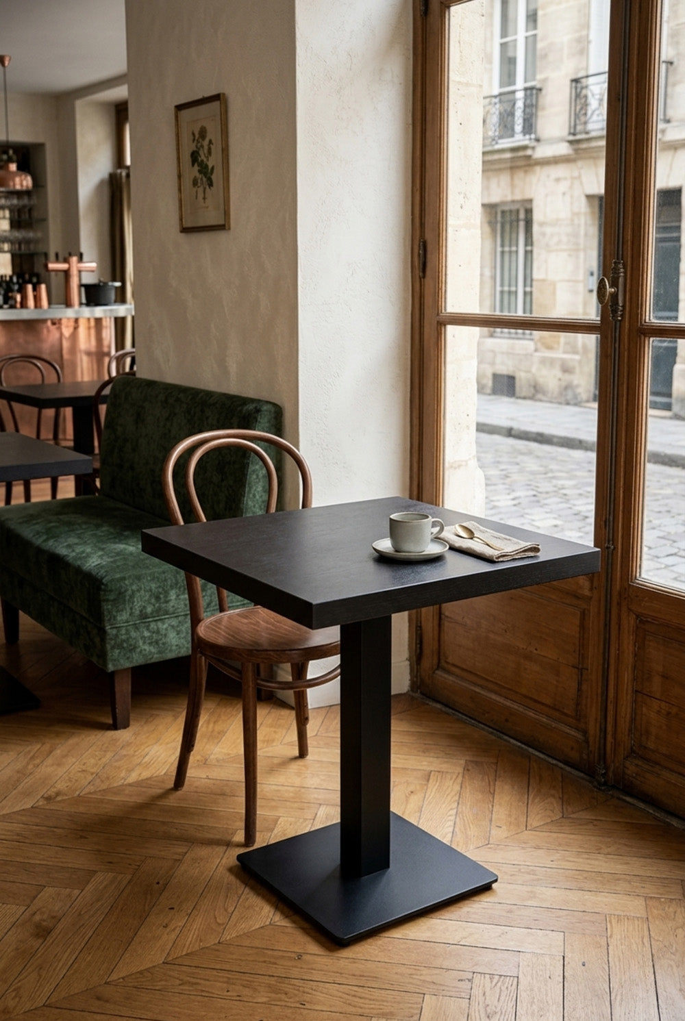 Dolphin horecatafel - Zwart houtlook - 70 x 70 cm