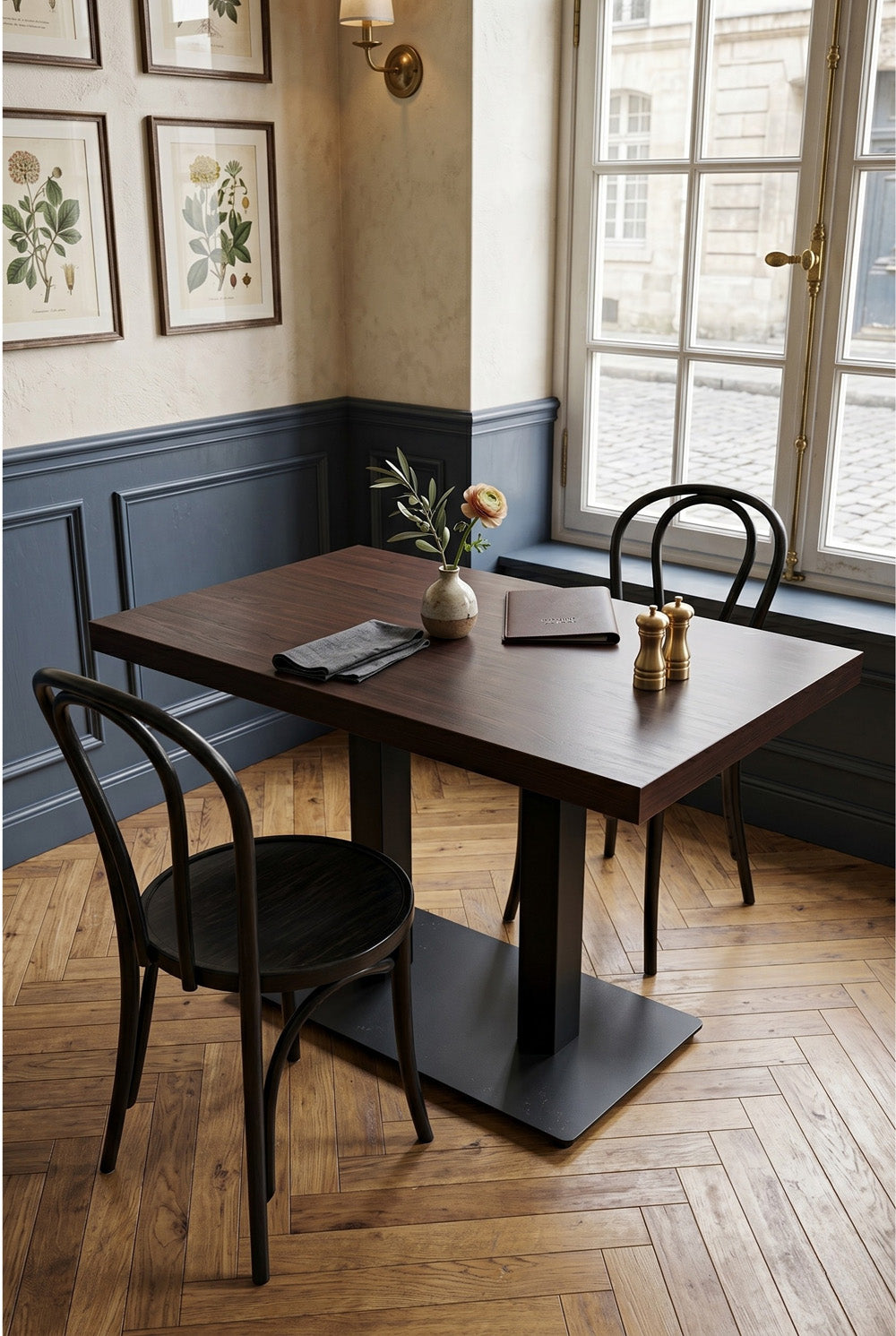 Dolphin bistrotafel - Zwartbruin houtlook - 70 x 120 cm