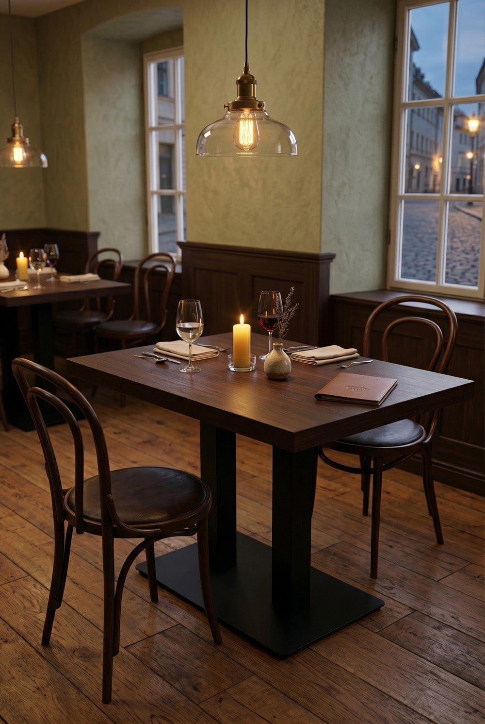 Dolphin bistrotafel - Zwartbruin houtlook - 70 x 120 cm
