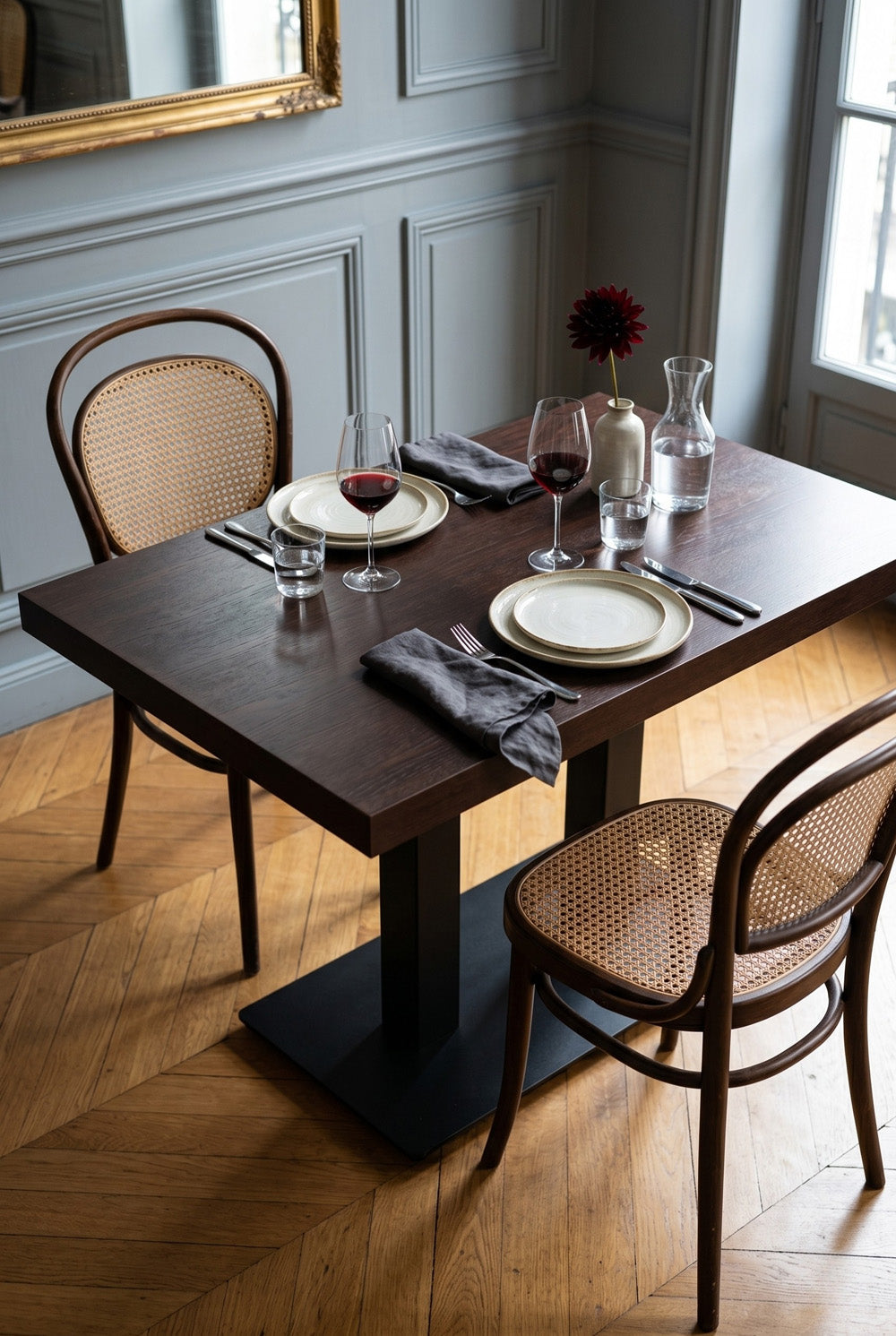 Dolphin bistrotafel - Zwartbruin houtlook - 70 x 120 cm