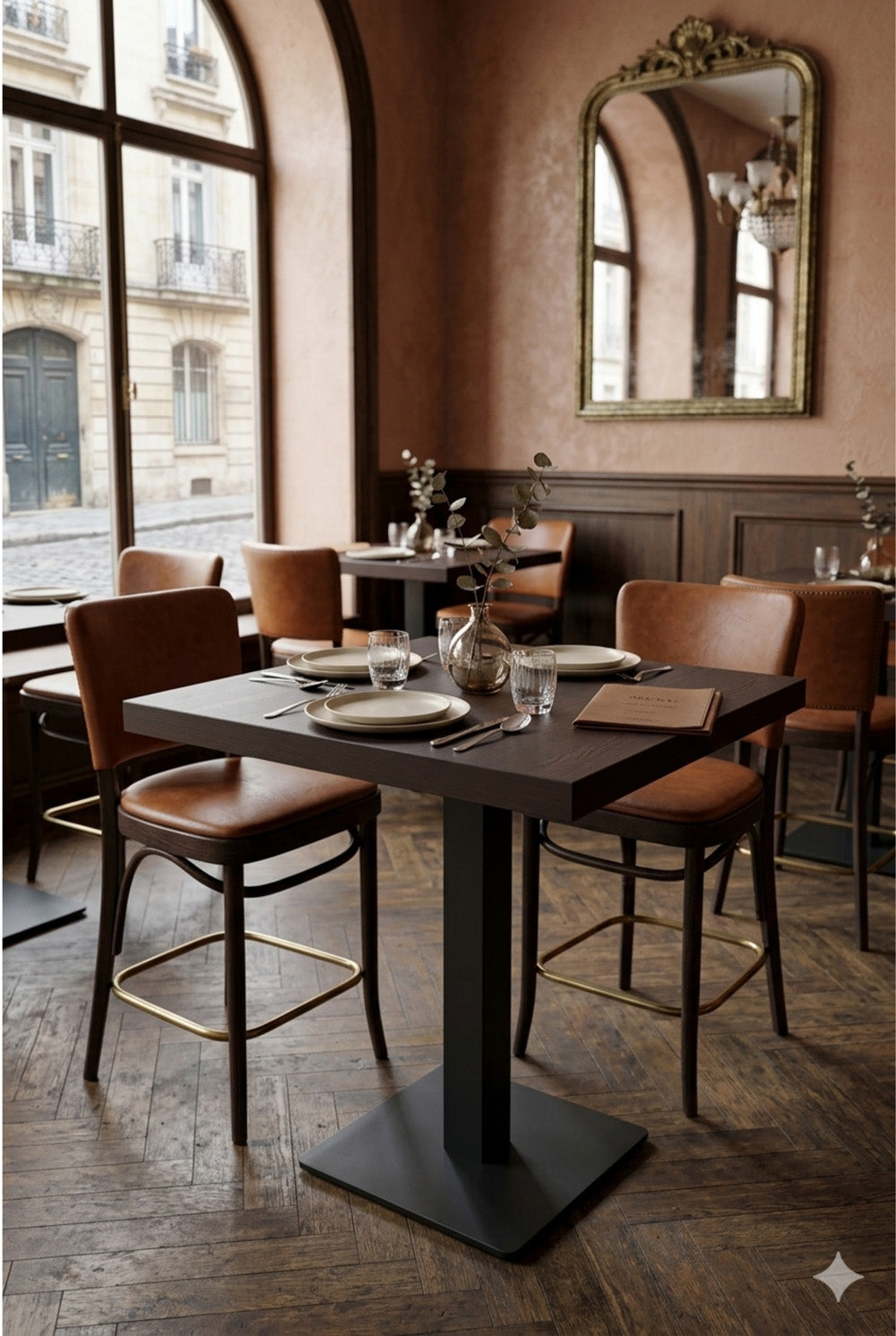 Delfin eettafel - Zwartbruin houtlook - 70 x 70 cm