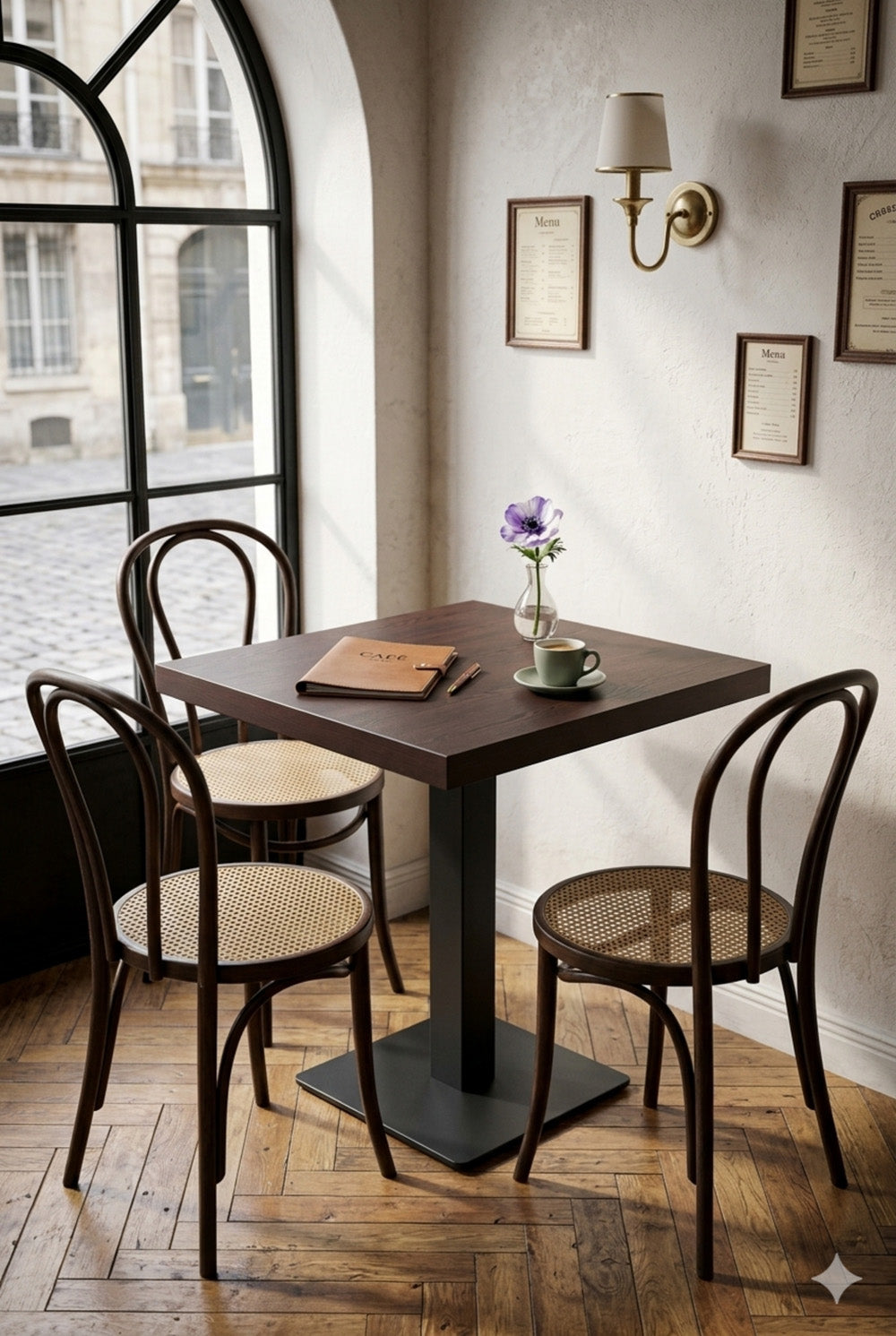 Delfin eettafel - Zwartbruin houtlook - 70 x 70 cm
