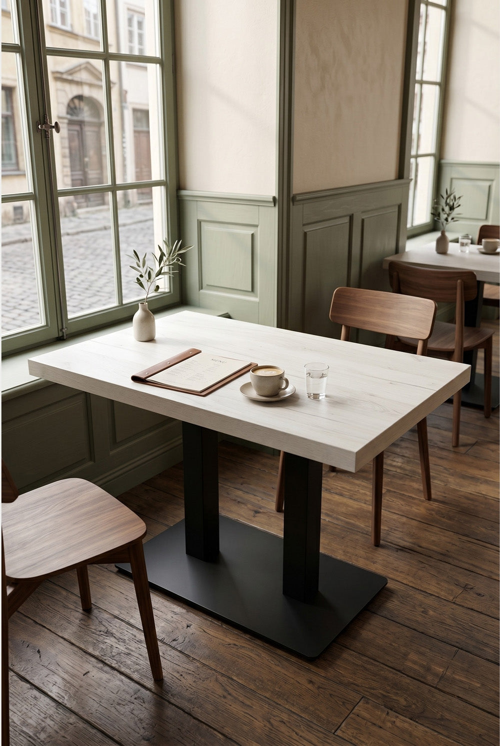 Dolfijn Bistrotafel - Witgrijs houtlook - 70 x 120 cm