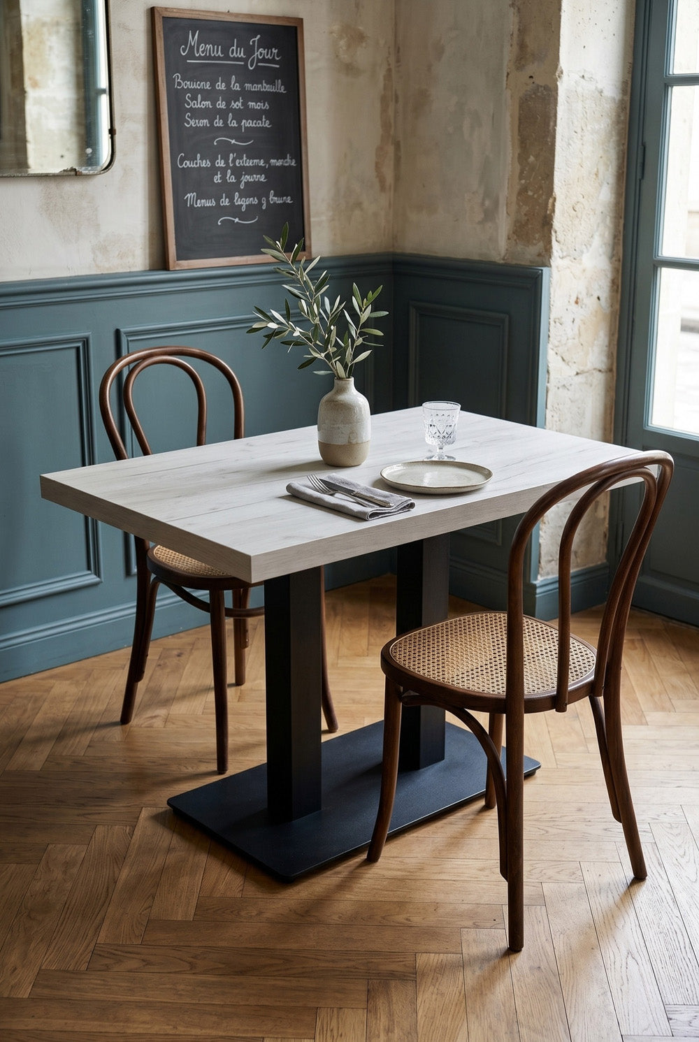 Dolfijn Bistrotafel - Witgrijs houtlook - 70 x 120 cm