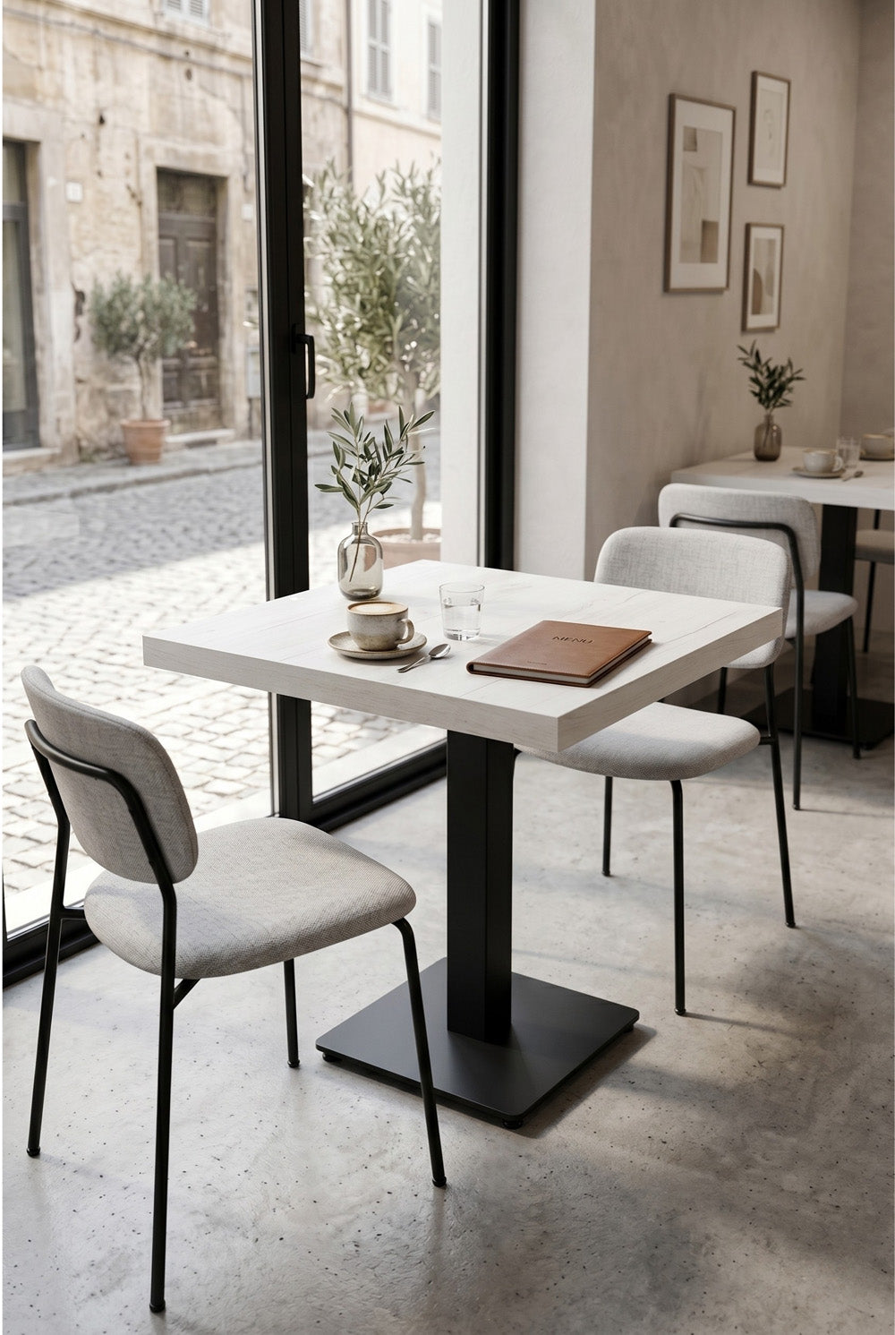 Delfin horecatafel - Witgrijs houtlook - 70 x 70 cm