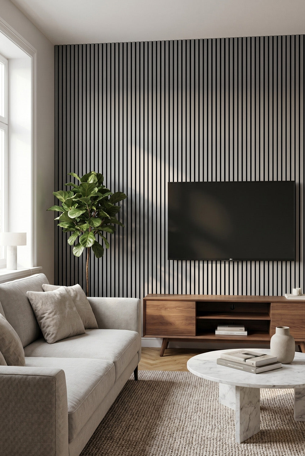 Eiken Grijs - MDF & Vilt & 3-zijdig fineer - Akoestische panelen - 60 x 270 x 2 cm