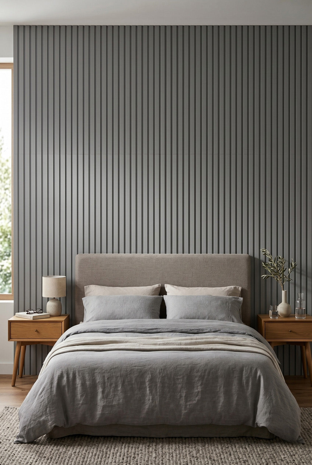 Eiken Grijs - MDF & Vilt & 3-zijdig fineer - Akoestische panelen - 60 x 270 x 2 cm