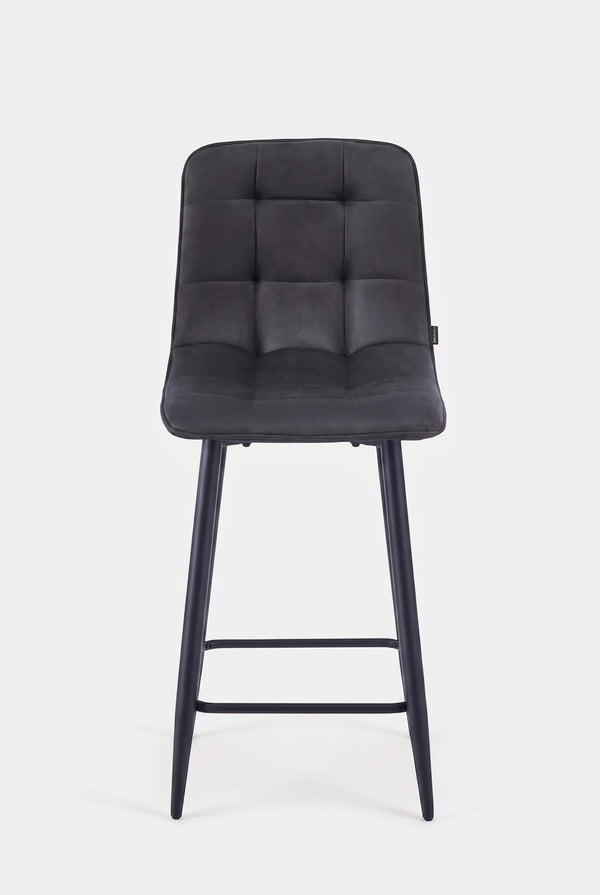 Tabouret de bar Ela - Microfibre anthracite