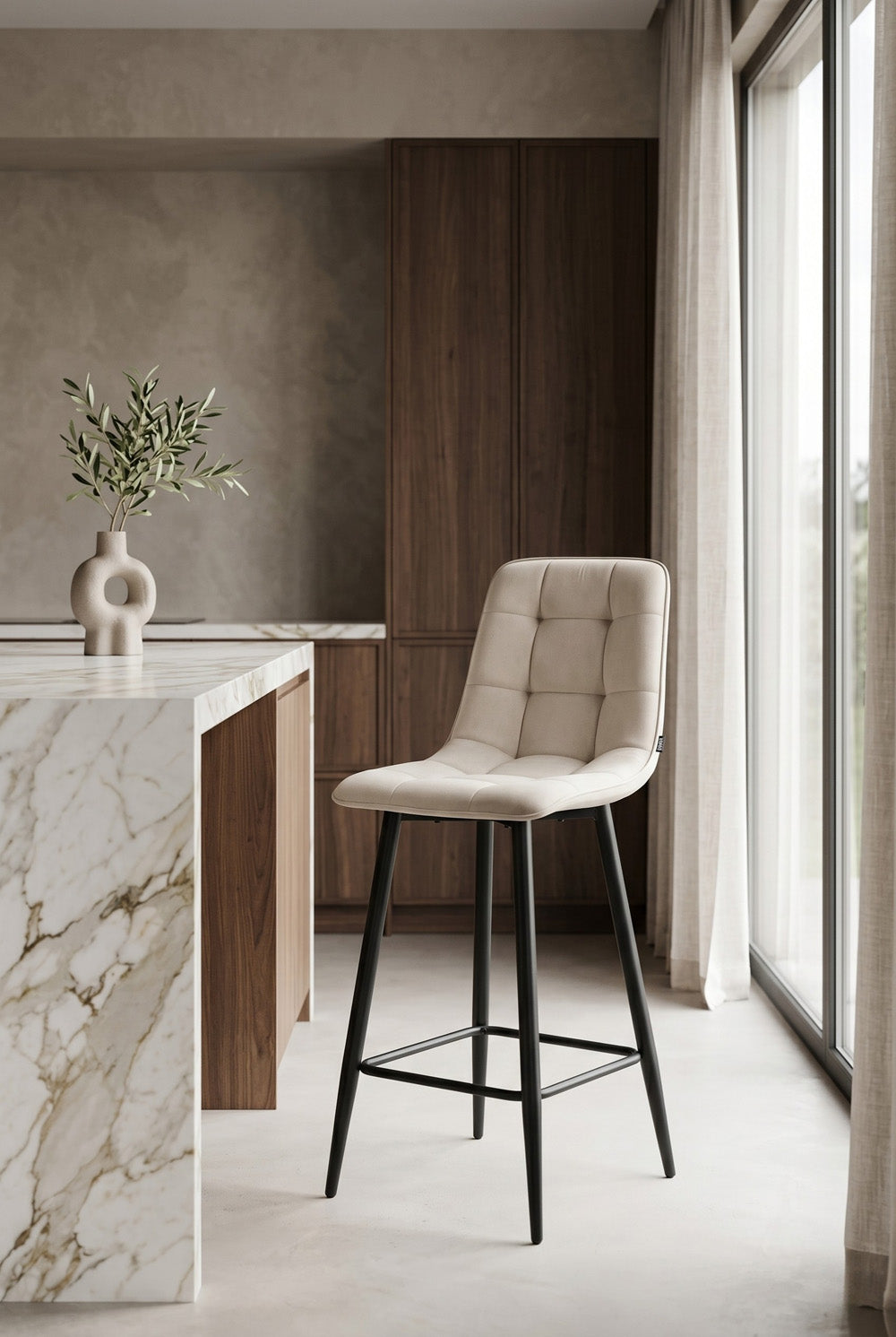 Ela Barhocker - Beige Samt