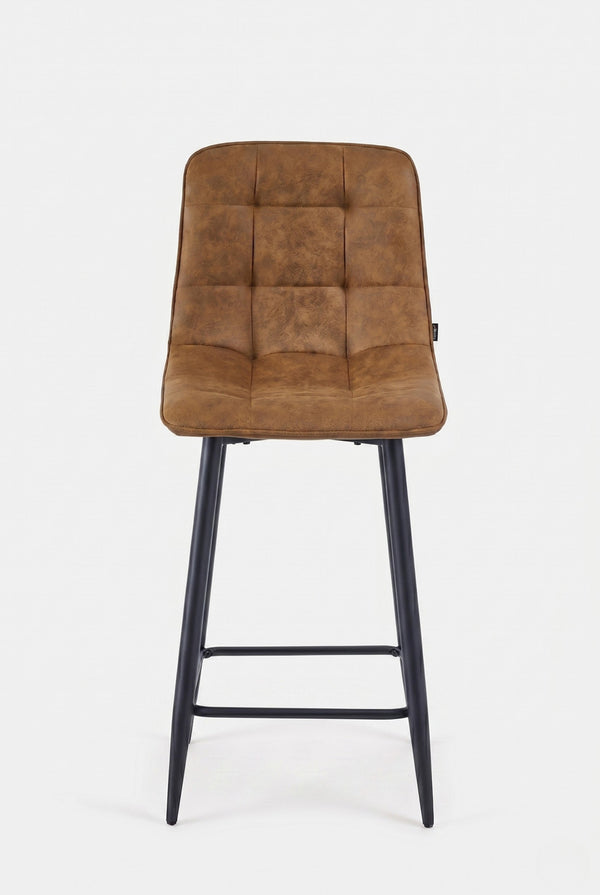 Tabouret de bar Ela - Microfibre Cognac