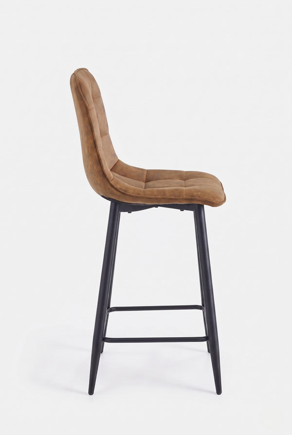 Tabouret de bar Ela - Microfibre Cognac