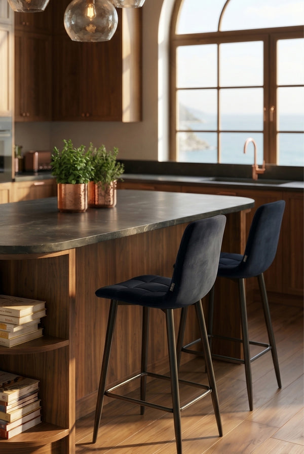 Tabouret de bar Ela - Velours noir