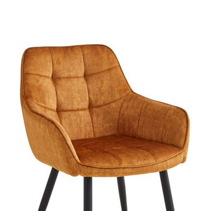 2 Stück Esszimmerstuhl - Orlando - Ockergelb - Adore Velvet (Samt)