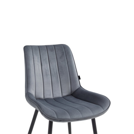 2 Stück Esszimmerstuhl - Verta - Grau - Samt