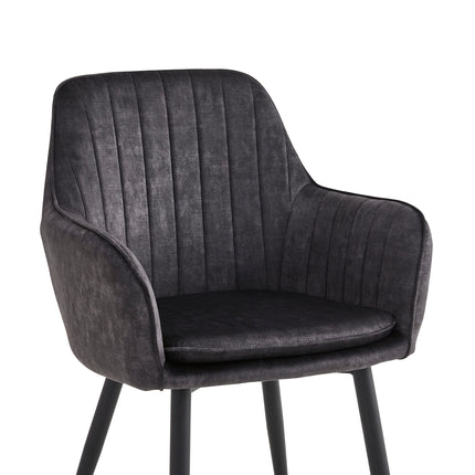 2 Stück Esszimmerstuhl - Lavinia - Grau - Adore Samt