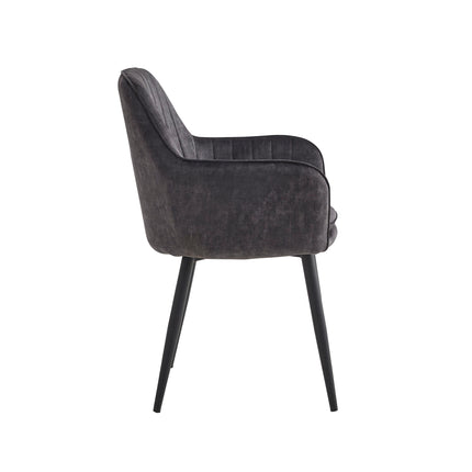 2 Stück Esszimmerstuhl - Lavinia - Grau - Adore Samt