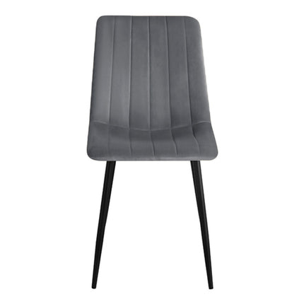 2 Stück Esszimmerstuhl - Eline - Grau - Samt