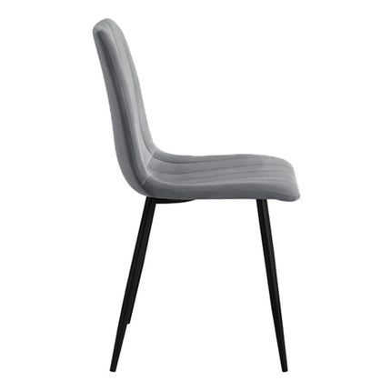 2 Stück Esszimmerstuhl - Eline - Grau - Samt