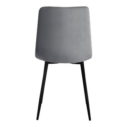 2 Stück Esszimmerstuhl - Eline - Grau - Samt