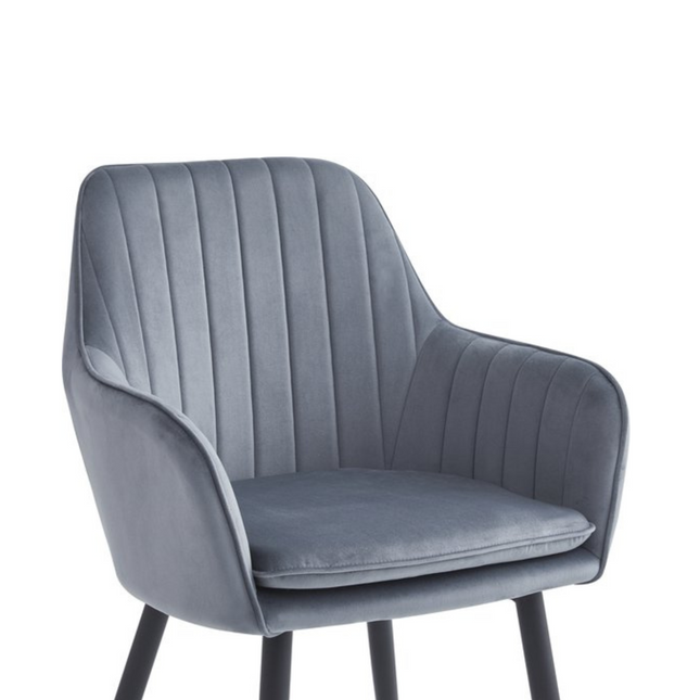 2 Stück Esszimmerstuhl - Lavinia - Grau - Samt