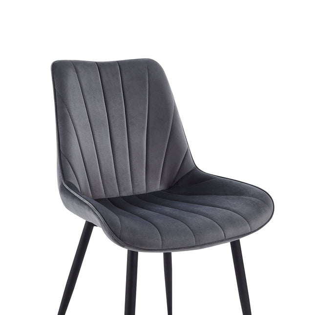 2 Stück Esszimmerstuhl - Lesedi - Grau - Samt