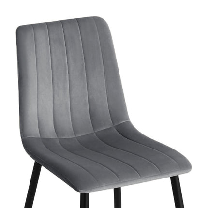 2 Stück Esszimmerstuhl - Eline - Grau - Samt