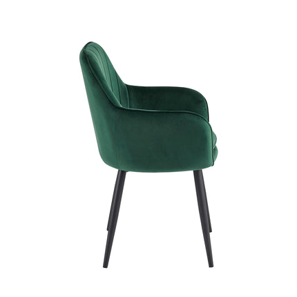 2 Stück Esszimmerstuhl - Melissa - Grün - Samt