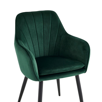 2 Stück Esszimmerstuhl - Melissa - Grün - Samt