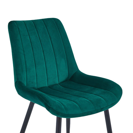 2 Stück Esszimmerstuhl - Verta - Grün - Samt