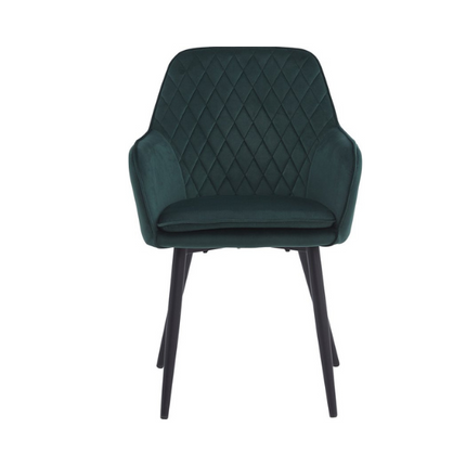 2 Stück Esszimmerstuhl - Laura - Grün - Samt