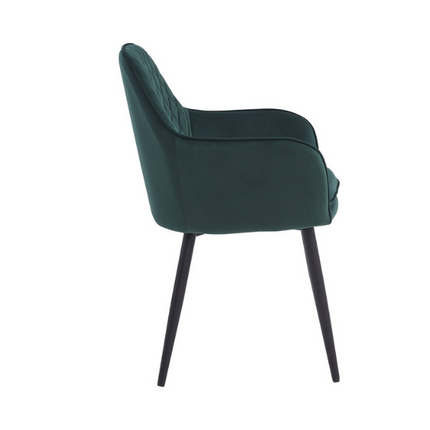 2 Stück Esszimmerstuhl - Laura - Grün - Samt