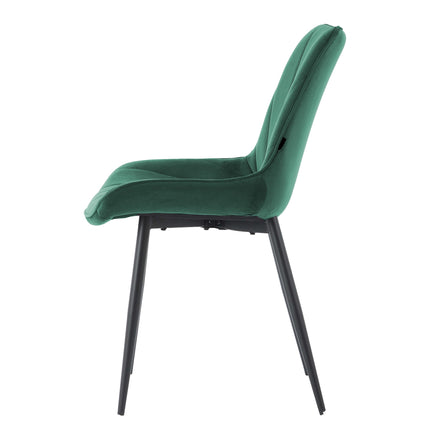 2 Stück Esszimmerstuhl - Lesedi - Grün - Samt