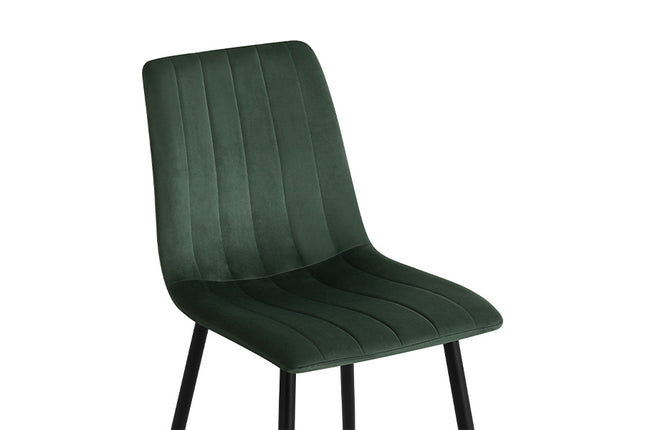 2 Stück Esszimmerstuhl - Eline - Grün - Samt