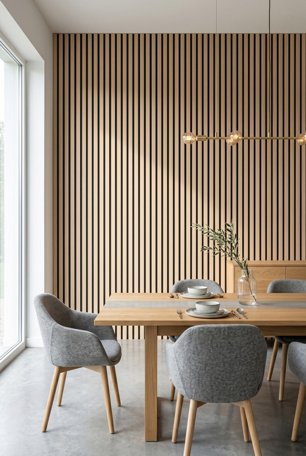 Licht eiken - MDF & vilt & 3-zijdig fineer - akoestische panelen - 60 x 270 x 2 cm