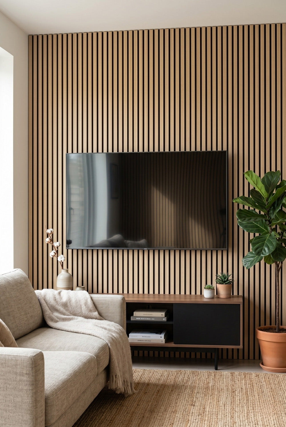 Licht eiken - MDF & vilt & 3-zijdig fineer - akoestische panelen - 60 x 270 x 2 cm