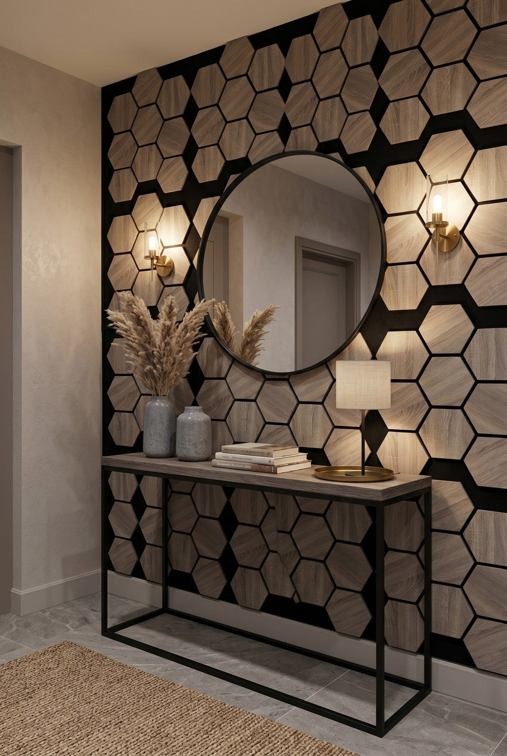 Zeshoekige vilt akoestische panelen - Eiken - Geluidsisolatie voor binnenruimtes