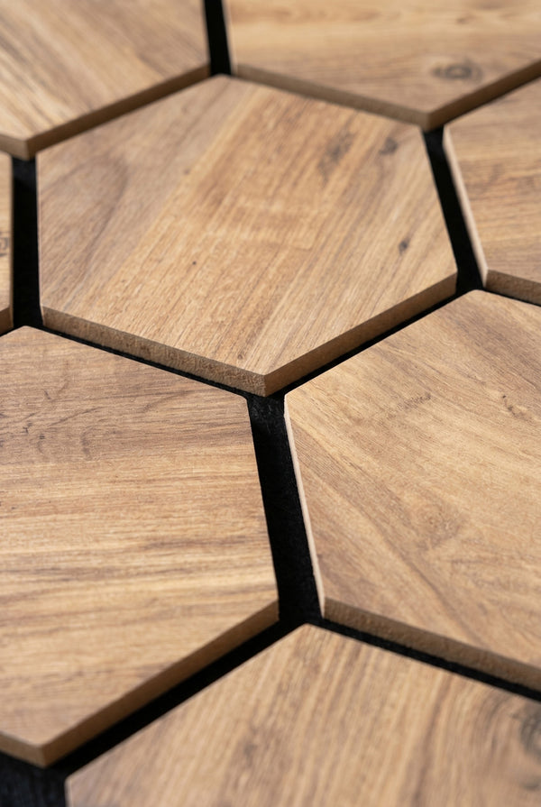 Hexagon Filz-Akustikpaneele - Helle Eiche - Schalldämmung für Innenräume