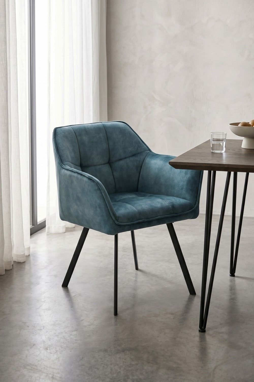 Hobbs eetkamerstoel - Blauw Adore fluweel