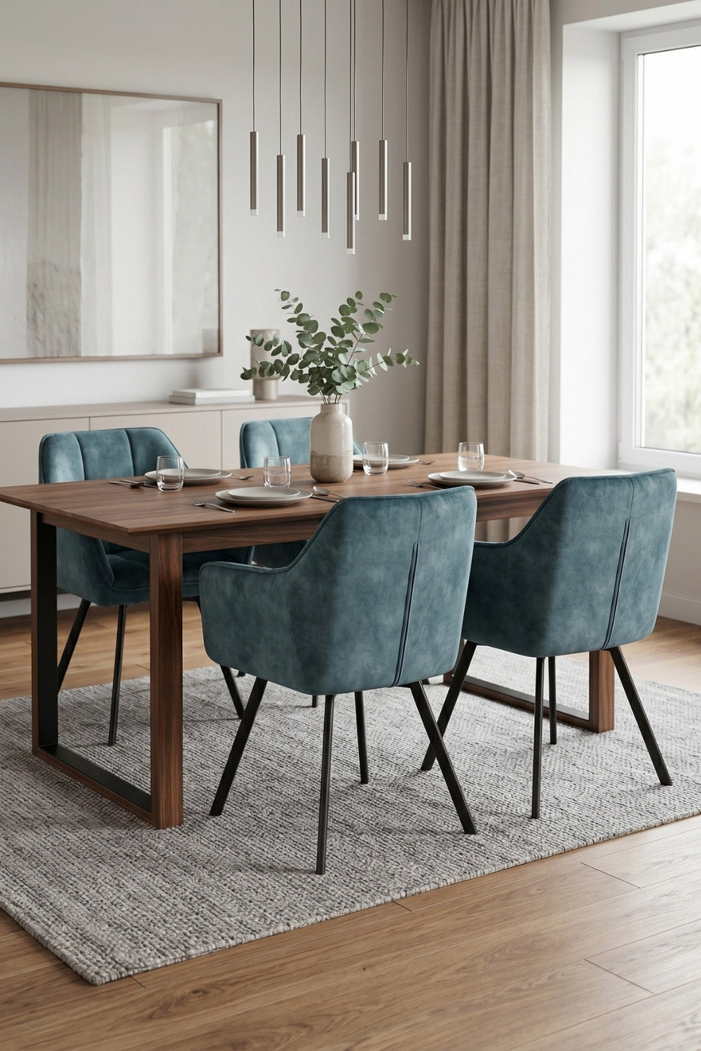 Hobbs eetkamerstoel - Blauw Adore fluweel
