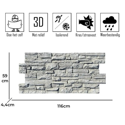 Colorado Hellgrau – Backsteinstreifen 3D Wandpaneel
116x59x4.4cm