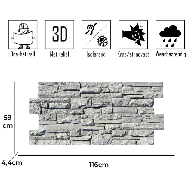 Colorado Hellgrau – Backsteinstreifen 3D Wandpaneel
116x59x4.4cm